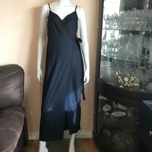 Zara Navy Blue Spaghetti Strap Midi Wrap Dress